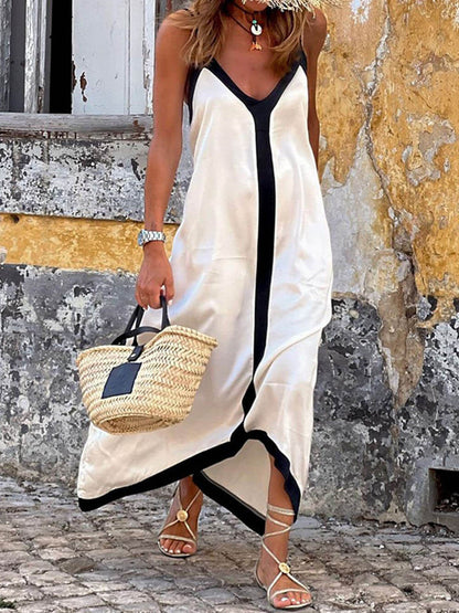 Kleurblok Suspender Midi Jurk