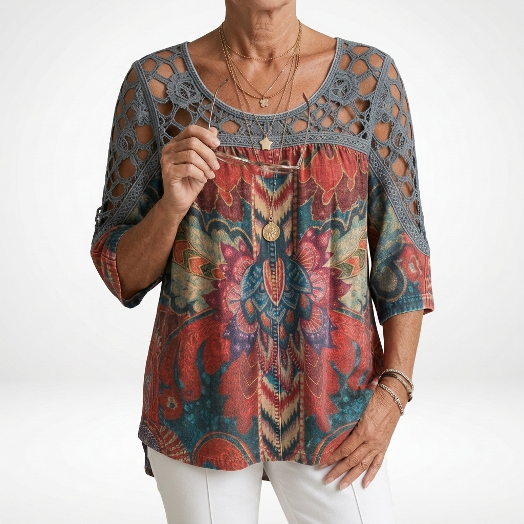 Zénaïde™ — Blouse met etnisch-bohemienprint, natuurlijke vrouwelijkheid
