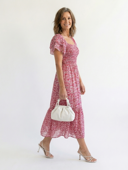 Odette | Midi Robe met Off-Shoulder Schouders