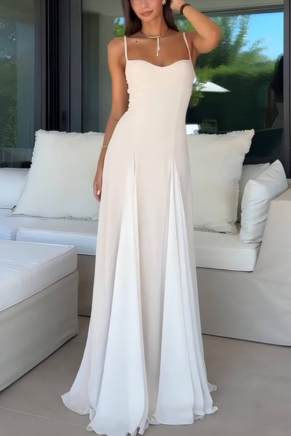 Elegante Gepanelleerde Tulle A-lijn Slip Maxi Jurk