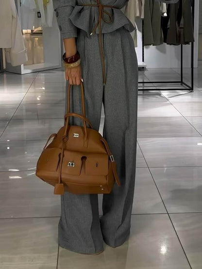 Classic Geplooide Hoge Taille Rechte Broek