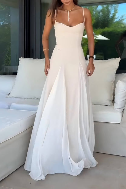 Elegante Gepanelleerde Tulle A-lijn Slip Maxi Jurk