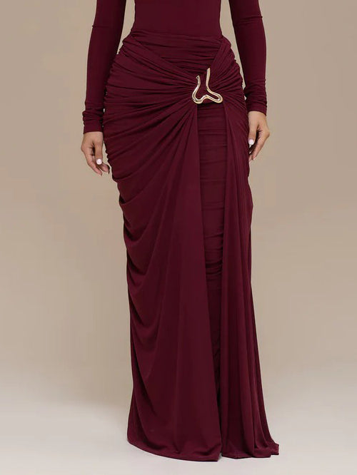Elegante Hoge Hals Jumpsuit En Rok Twee-Delige Set
