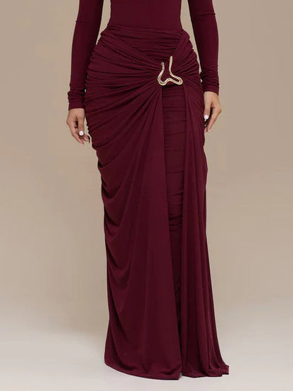Elegante Hoge Hals Jumpsuit En Rok Twee-Delige Set