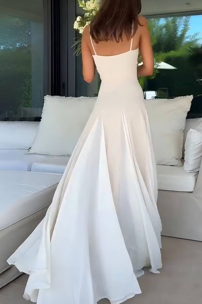 Elegante Gepanelleerde Tulle A-lijn Slip Maxi Jurk