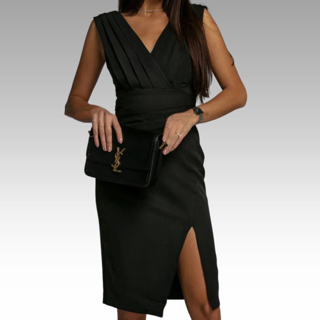 Regalia™ – Elegante, figuuraccentuerende jurk met V-hals en split