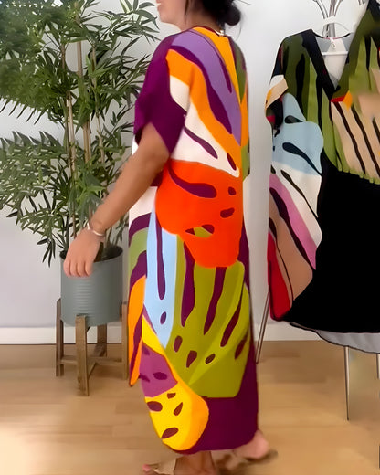 Leafara™ - Losse jurk met kleurrijk bladerenpatroon