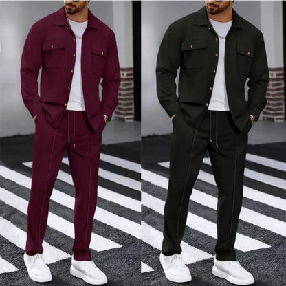 ⏰ Herenpak bestaande uit een button-down-jasje en een broek van honingraatmesh – Ontspannen pasvorm, ademend materiaal en een stijlvolle look voor dagelijks gebruik 👕👖