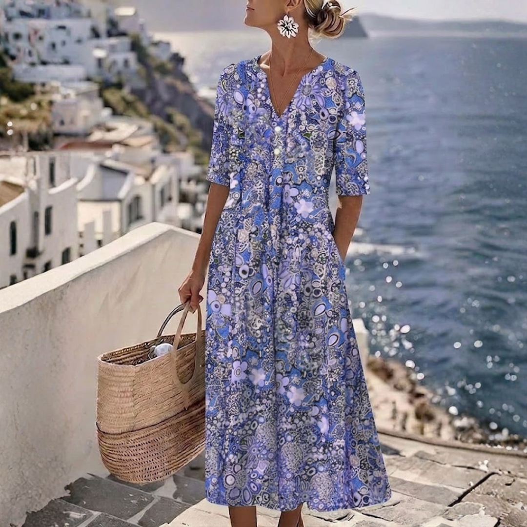 Lavinia | Elegante Midi Zomerjurk die de Silhouette Versterkt
