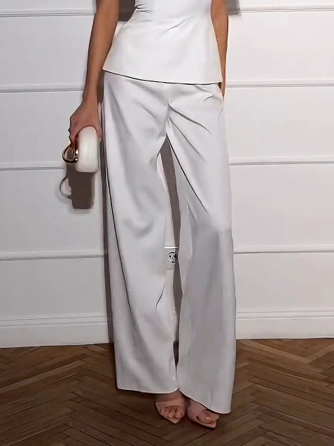 Elegante Cape-Stijl Top & Wijde Pantalon Tweedelig Set