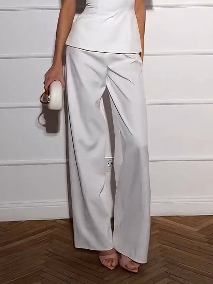 Elegante Cape-Stijl Top & Wijde Pantalon Tweedelig Set
