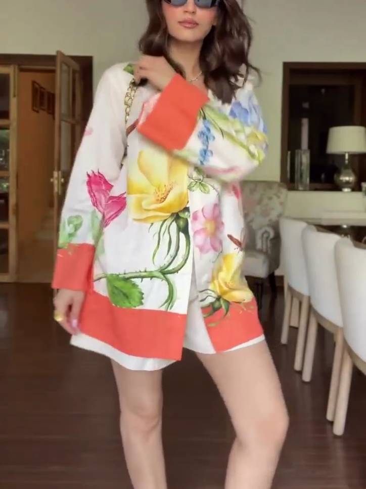 Uniek Print Shirt En Shorts Pak
