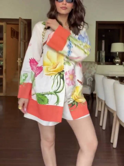 Uniek Print Shirt En Shorts Pak
