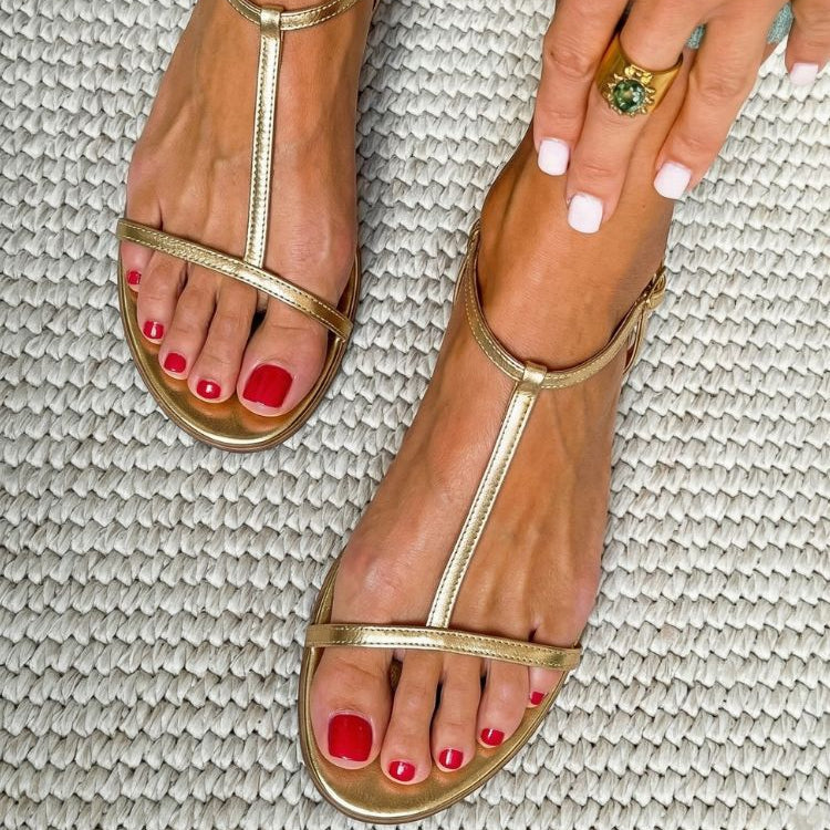 Rosalba Gouden Sandalen Lente