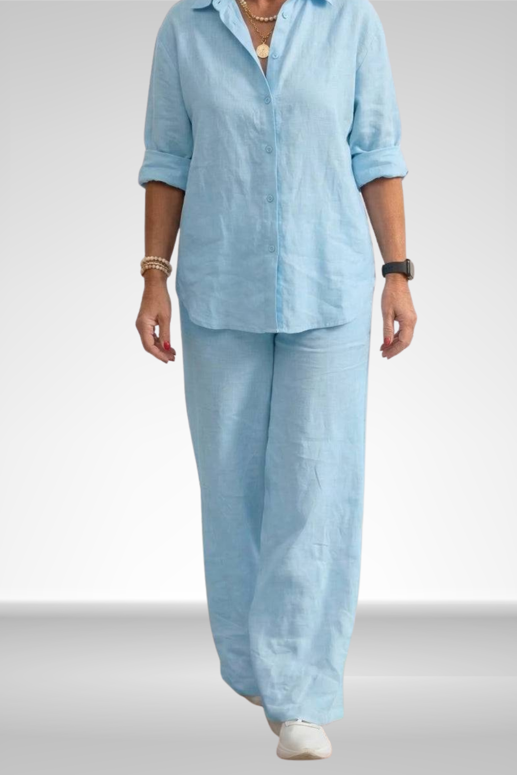 Evelina | Linnen Shirt & Brede Pantalon Set