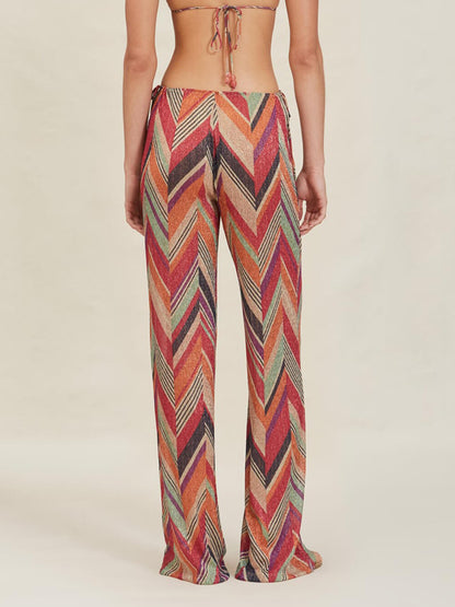 Zomervakantie Geometrische Print Zijstrik Rechte Broek