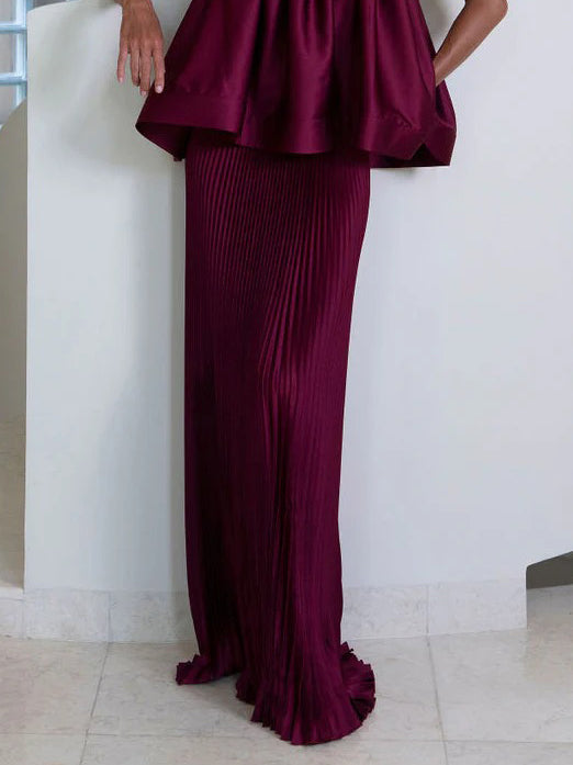 Elegante Geplooide Twee-delige Rok Set
