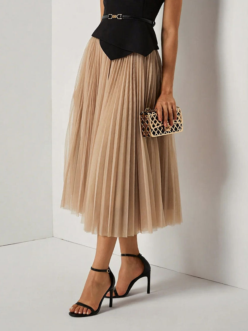 Elegante Asymmetrische Bootneck Top & Rok Twee-Delige Set