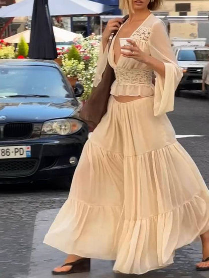 Bohemian Kant Invoegen Shirt En Rok Set