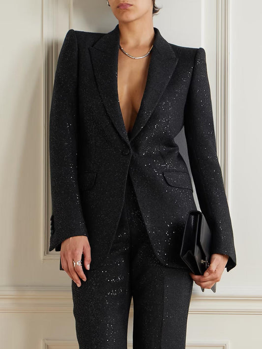 Exquise Blazer Versierd met Pailletten