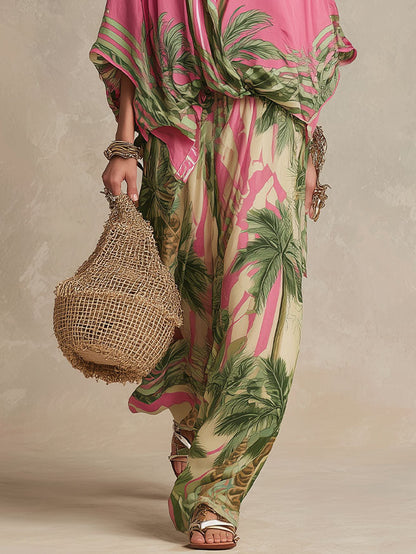Bohemian-Stijl Tropische Print Losse Set