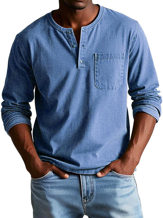 Ronald | Tijdloos shirt met lange mouwen en Henley-hals