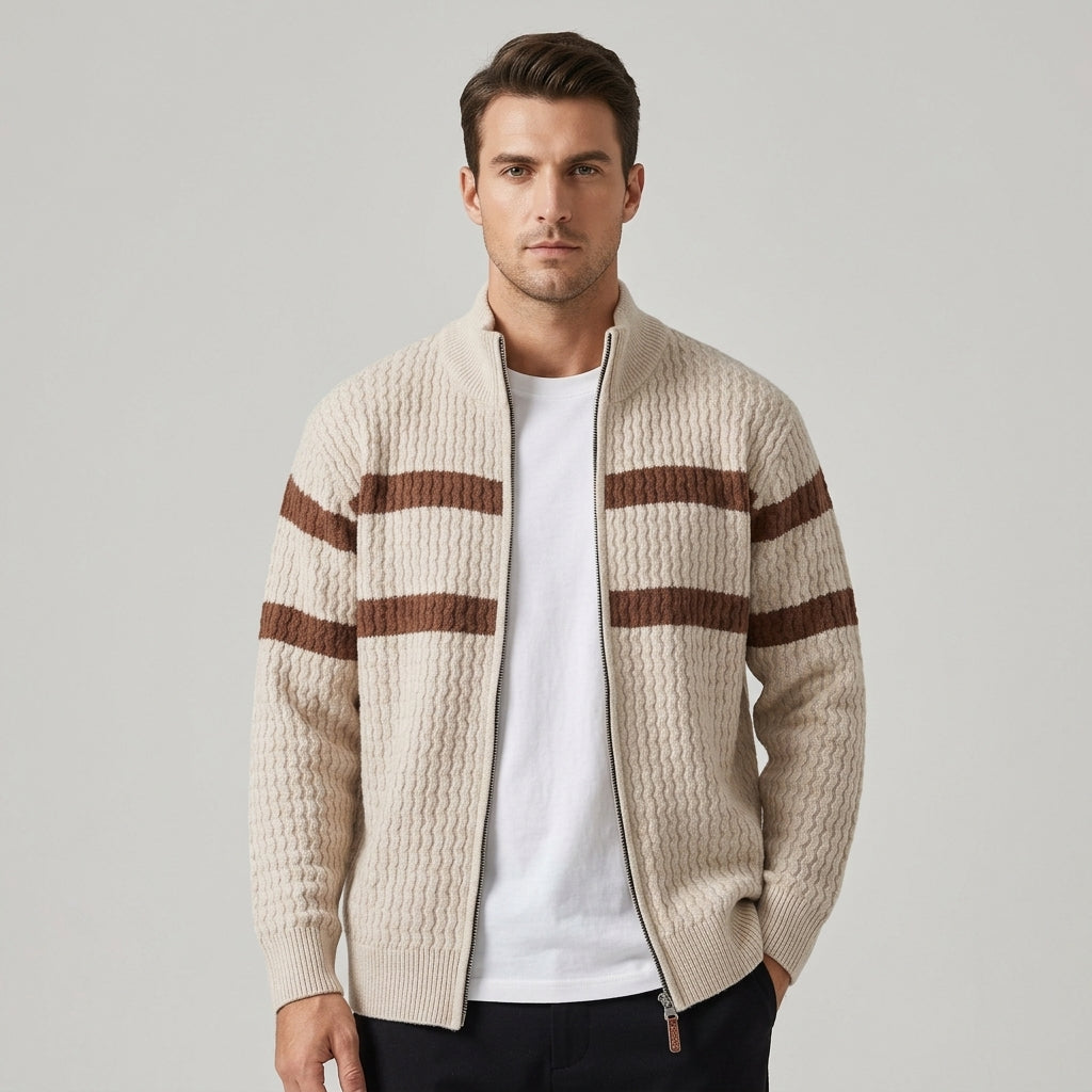 Loick - Gebreid vest met lange mouwen en ritssluiting