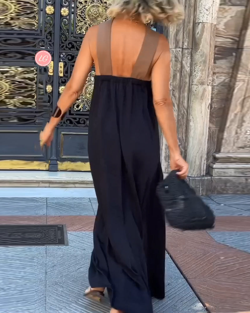 Salve™ - Elegante jurk met contrastkleur