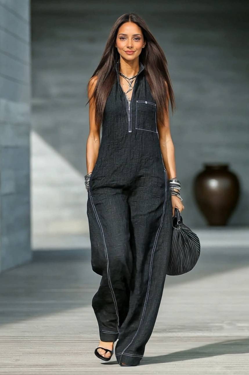 Vakantie Stijl Kleurcontrast Jumpsuit