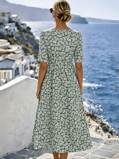 Roberta | Elegante Midi Jurk met Bloemen