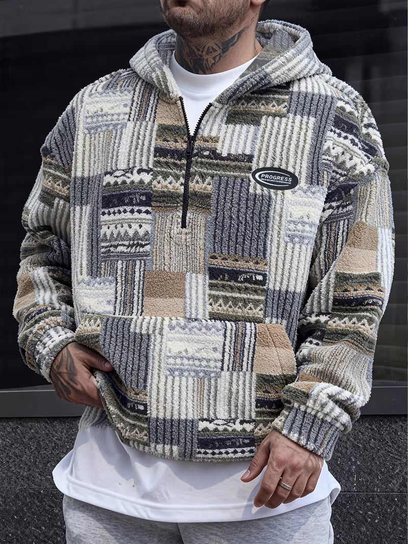 Silvain - Hoodie met capuchon en rits, bedrukt