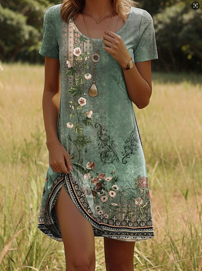 Isla™ – Jurk met Indiaas geïnspireerde print en ronde hals
