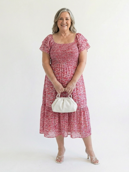 Odette | Midi Robe met Off-Shoulder Schouders