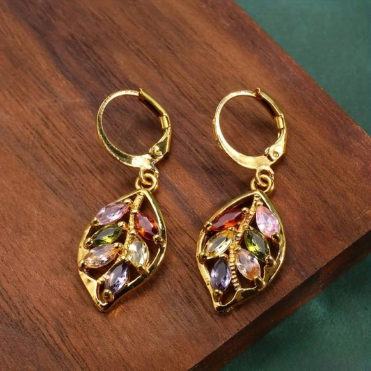 Vintage Gouden Blad Oorbellen in Meerdere Kleuren