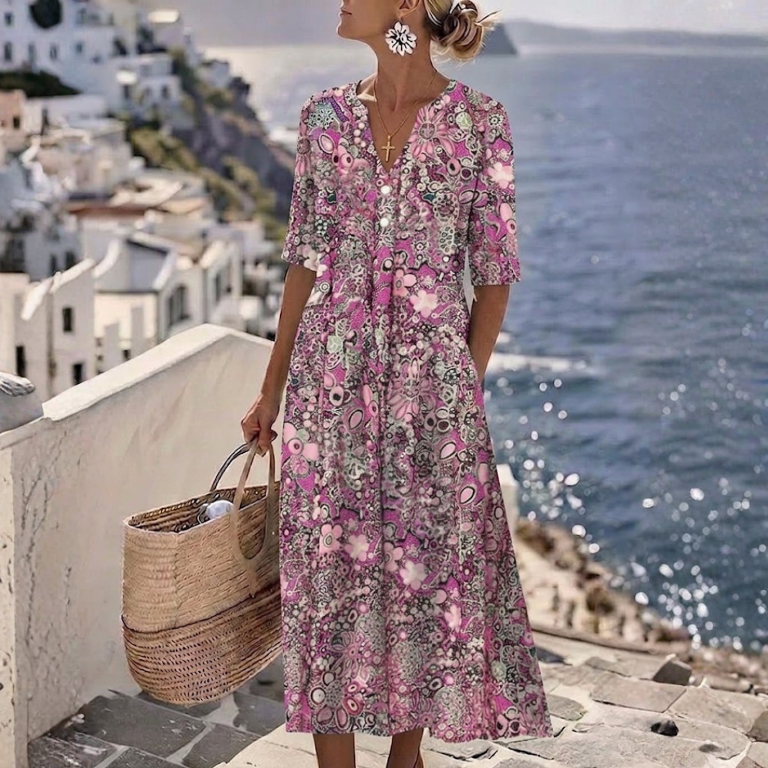 Lavinia | Elegante Midi Zomerjurk die de Silhouette Versterkt