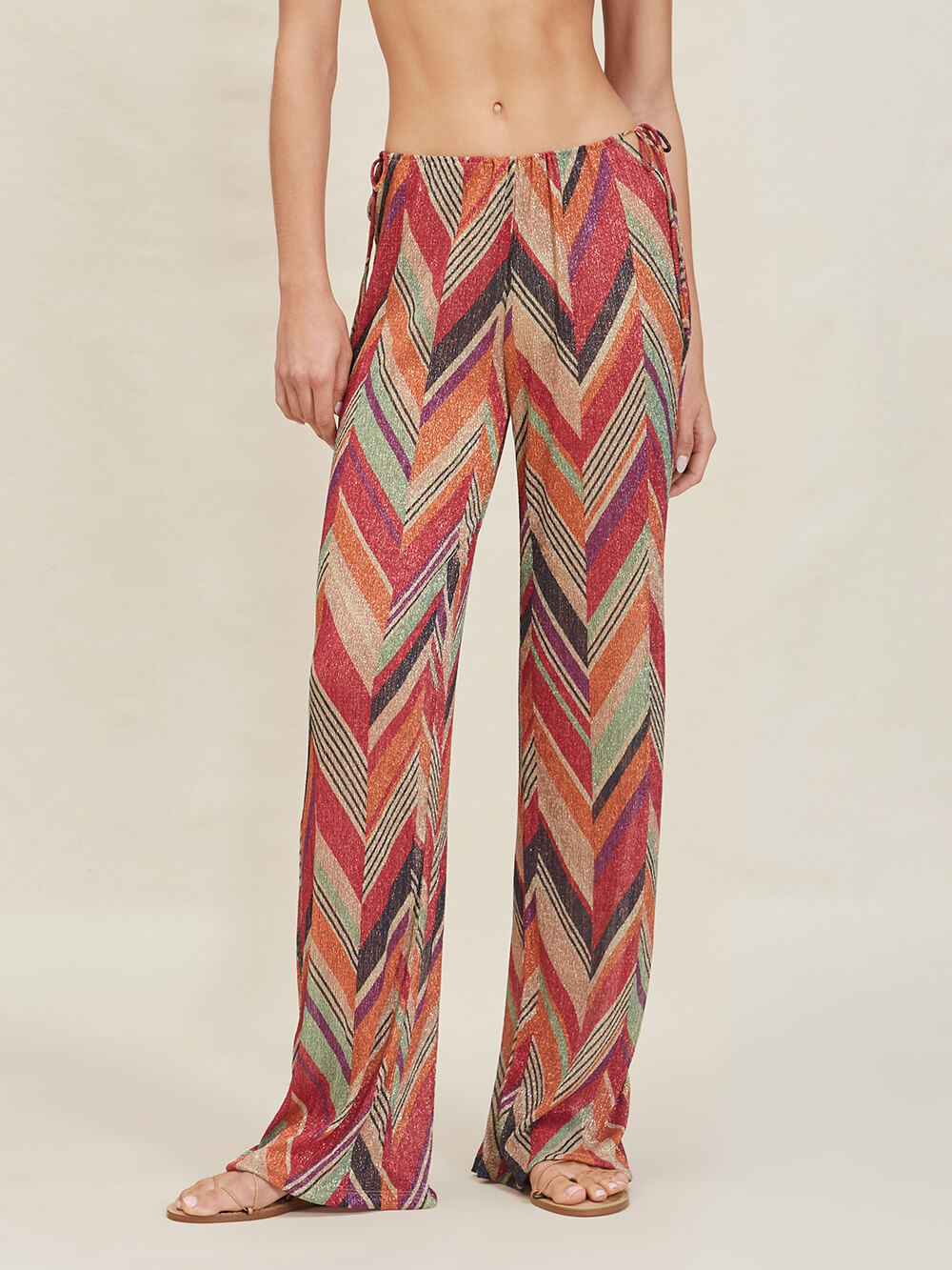 Zomervakantie Geometrische Print Zijstrik Rechte Broek