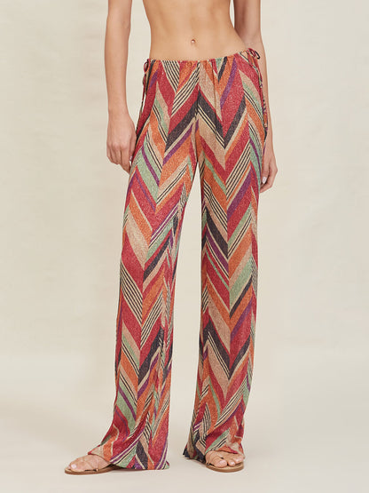 Zomervakantie Geometrische Print Zijstrik Rechte Broek
