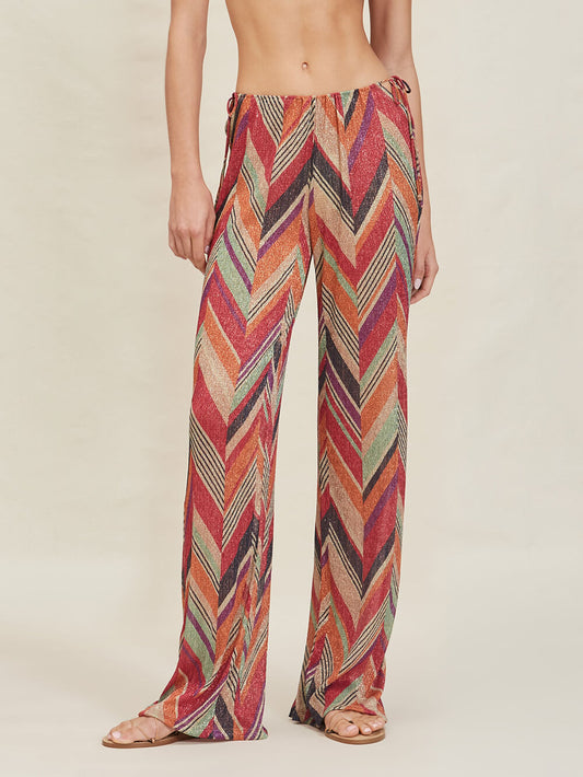 Zomervakantie Geometrische Print Zijstrik Rechte Broek