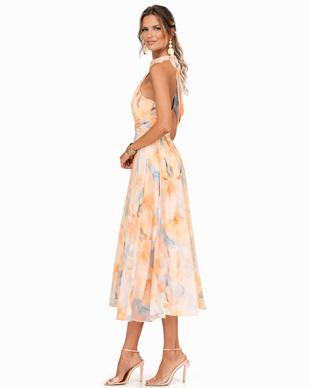 Aurora™ | Jurk met Halternek en Aquarelprint