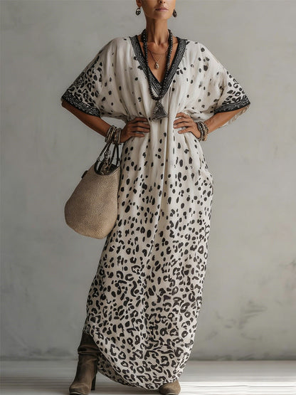 Gradiënt Luipaard Chiffon Maxi Jurk