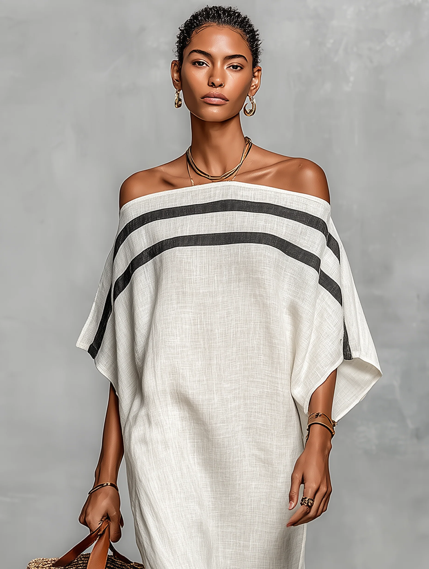 Mila | Bella Mediterranea Off-Shoulder Linnen Maxi Jurk