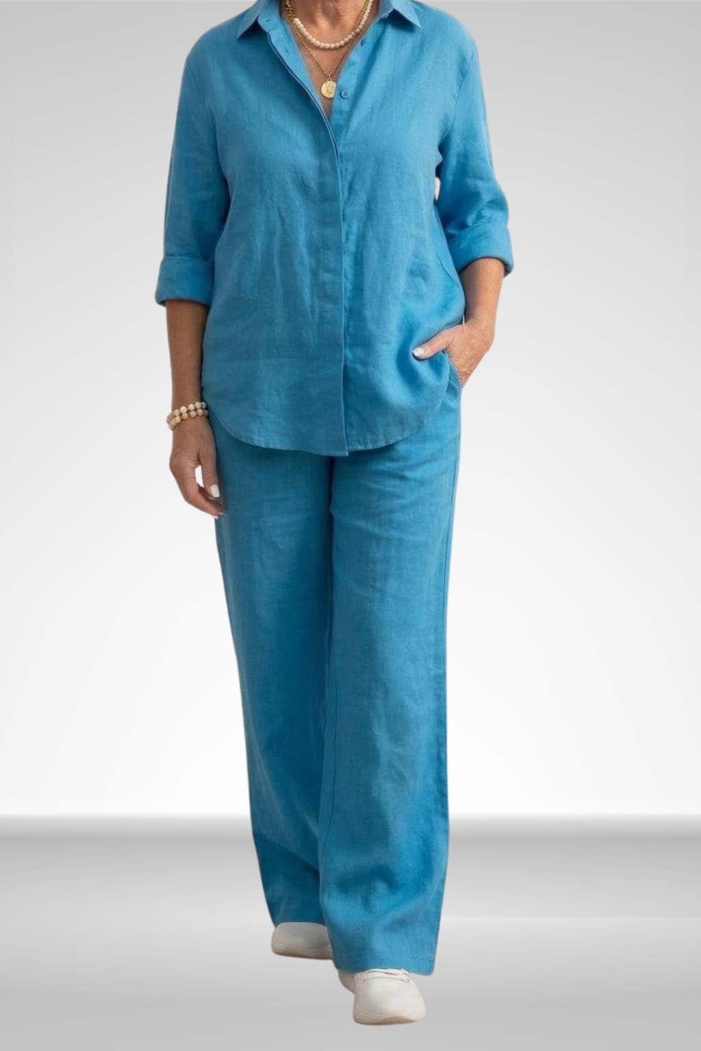 Evelina | Linnen Shirt & Brede Pantalon Set