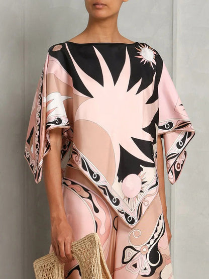 Uniek Abstracte Print Geknipte Twee-delige Set