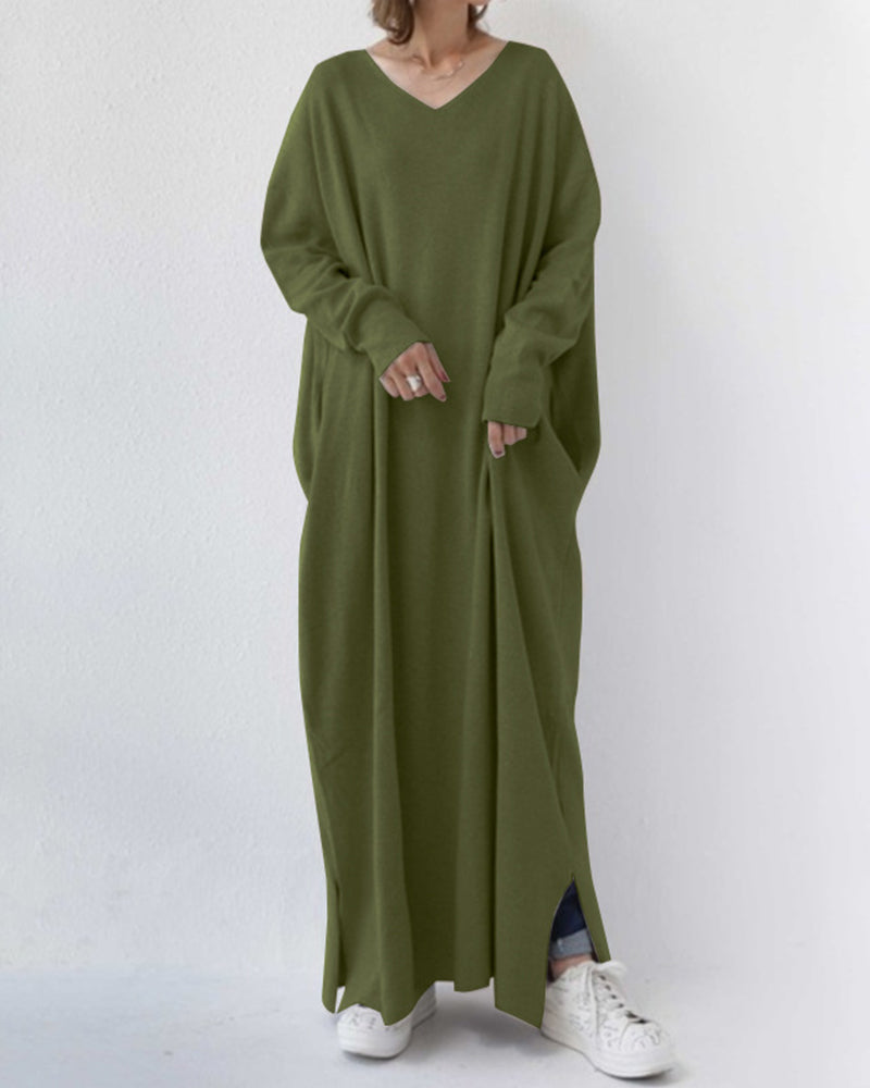Serenya™ - Modieus jurk met lange mouwen en V-hals