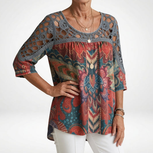Zénaïde™ — Blouse met etnisch-bohemienprint, natuurlijke vrouwelijkheid