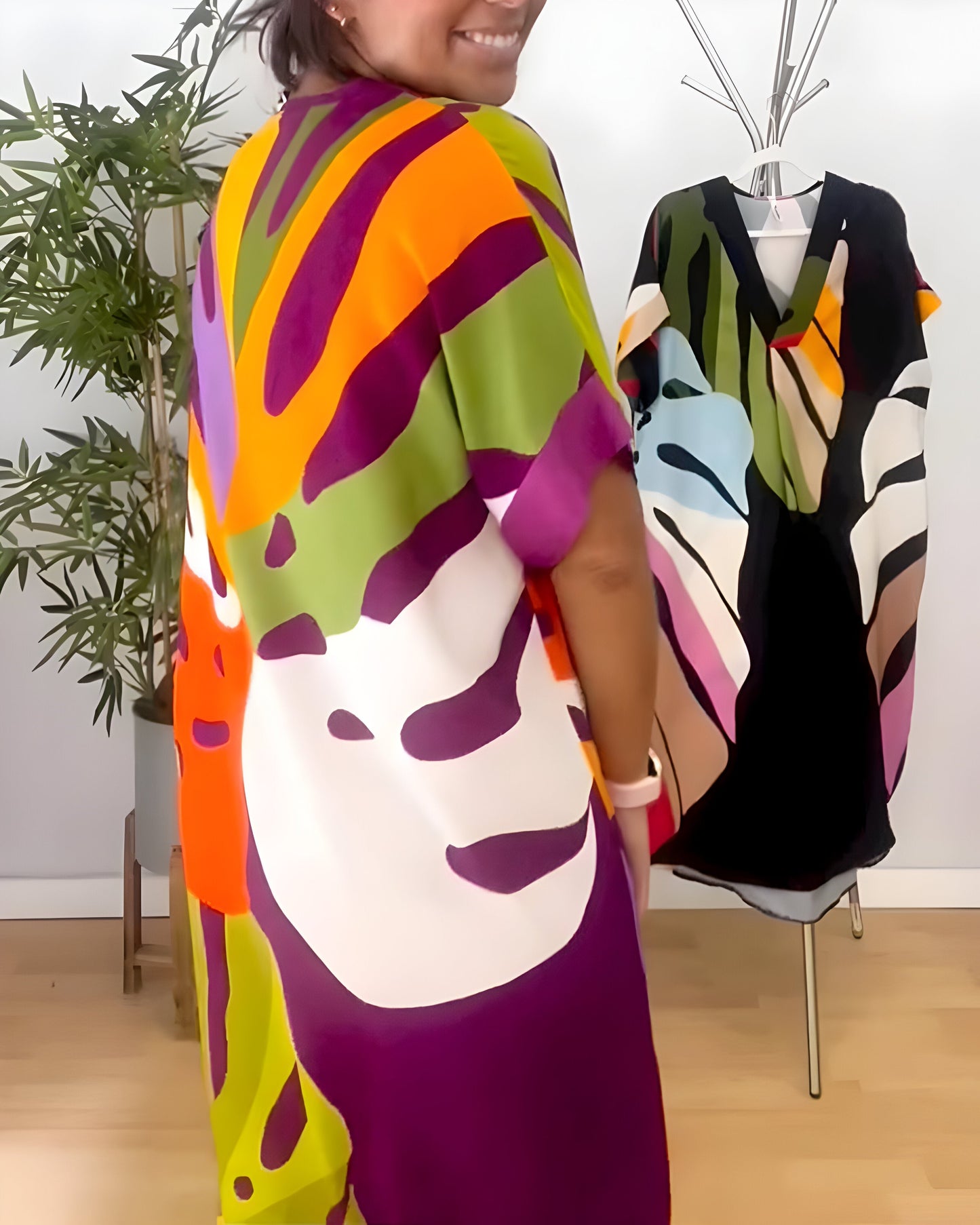Leafara™ - Losse jurk met kleurrijk bladerenpatroon
