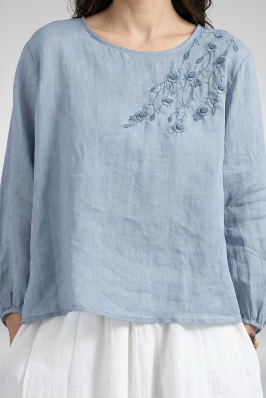 Ariella | Linnen Geborduurde Blouse
