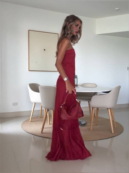 Slim-Fit Tube Top Gebreide Maxi Jurk