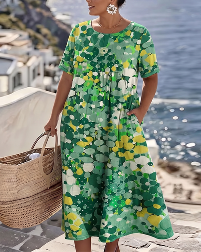 Vittoria | Elegante Midi Jurk met Bloemen voor de Zomer