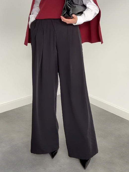 Casual Cape Brei Sweater & Wijde Pantalon Drie-Delige Set